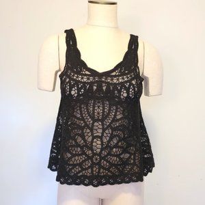 Nabee SWEET Lace Black Swing Tank Top M